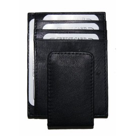Improving Lifestyles Leather Black Magnetic Money Clip Window ID FREE Organ