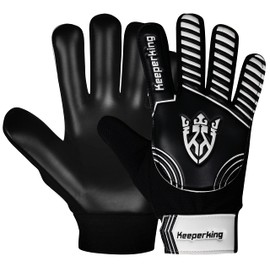 Keeperking Goalkeeper Gloves Children, Boys and Girls, Junior Football Gloves Football Player Gloves for Boys Goalkeeper Gloves (7, Black/Black)