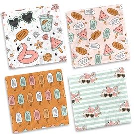 Gumwaqu Summer Napkins,40pcs Popsicle Napkins Summer Napkins Disposable Summer Theme Pool Party Decor for Tropical Summer Beach Pool Birthday Party