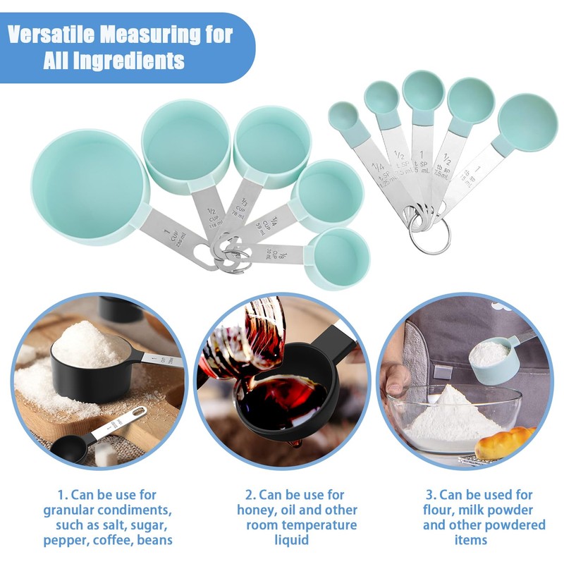 Measuring Cups and Spoons Set, 10-Piece Stackable Kitchen Tools with