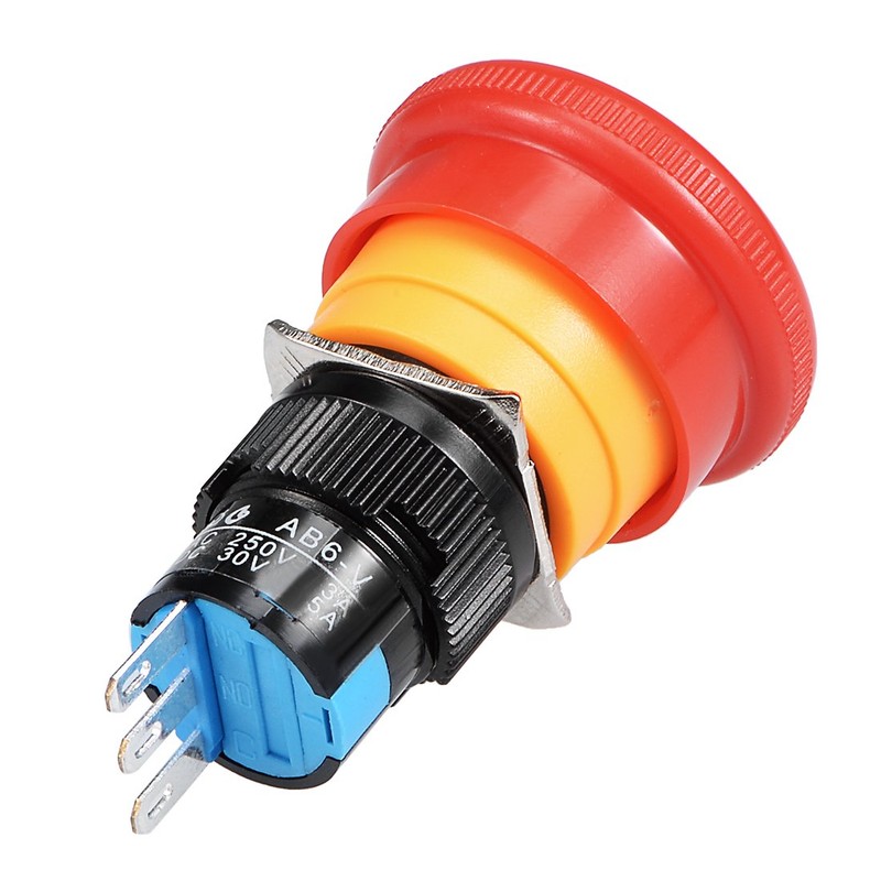 uxcell 16mm Mounting Hole Latching Emergency Stop Push Button Switch