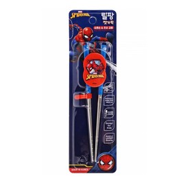 Lilfant Super Hero Spider Stainless Steel Training Chopsticks, Finger Ring Can Be Moved for Right or Left Handed, Made in Korea (A), 6.7in