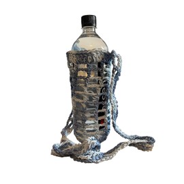 Crossbody Water Bottle Sling - Beverage Carrier - Purple - Summer Print - Faded Denims - Mint Green