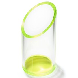 OfficeGoods Acrylic Pen & Pencil Holder - Modern Cylinder Design - Beautiful Desk Organizer for Home or Office - Contrasting Base & Rim - 5.25” H x 2.5” W - Neon Green