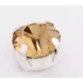 Unbranded CraftbuddyUS 50pcs 8mm SS38 Sew On Silver Set Champagne Crystal Rhinestone Gems