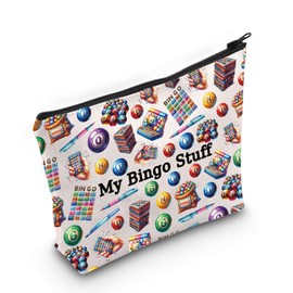 JXGZSO Funny Bingo Lover Gift Gambling Gift My Bingo Stuff Makeup Bag Lucky Bingo Cosmetic Bag Bingo Player Gift