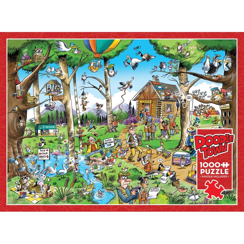 Cobble Hill 1000 Piece Puzzle - DoodleTown: Birdwatcher's Paradise -