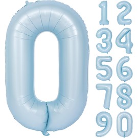 Number Balloons Light Blue 40 Inch Light Blue Number 0 Balloons Birthday Decoration Light Blue Number Balloons Happy Birthday Anniversary Party Wedding (0, Light Blue)