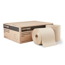 COASTWIDE 1-Ply Hardwound Paper Towels, 800 Feet Per Roll, 6-Pack, Natural