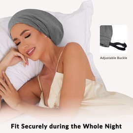100% Mulberry Silk Bonnet for Sleeping Women Men, Real Silk Lined Sleep Cap with Adjustable Strap, Hair Wrap Slouchy Beanie for Curly Hair