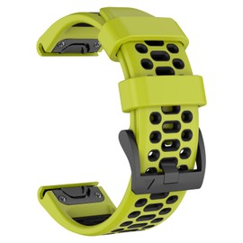 OVERSTEP Watch Band for Garmin Fenix 7/Fenix 7 Pro/Fenix 6/Fenix 6 Pro/Fenix 5/Fenix 5 Plus/Fenix 8 Solar/Amoled 47mm, Silicone Sports Strap for Garmin Quickfit 22 Smartwatch (Lime Black)
