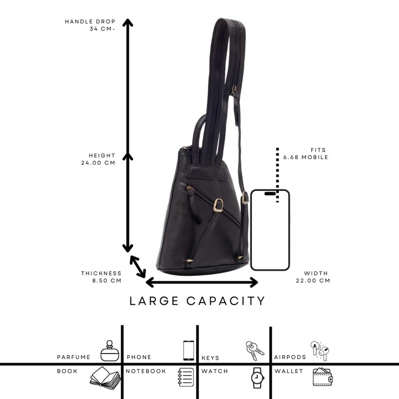 Lloyd Baker London - BHIWANI Genuine Leather Backpack Daypack Crossbody