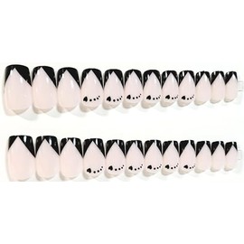 Love At The Party French Manicure Glossy Medium Square Press On Nails - 24 Pieces - Artificial Nails - Valentine's Day Nails