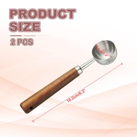 uxcell 2pcs Coffee Measuring Spoon, 4" x 0.7" 15ml Stainless Steel Coffee Scoop with Wood Handle for Ground Coffee or Loose Leaf Tea Silver