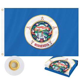 Minnesota State Flag 3x5 FT Heavy Duty Outdoor, Embroidered State Seal with Stars | Double Sided 210D Oxford Fabric | Brass Grommets and 4 Stitch Hemming | State of Minnesota MN Flag for House Garden