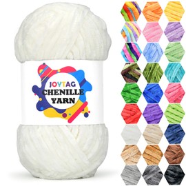 Velvet Chenille Yarn for Crocheting White Velvet Yarn Fluffy Yarn Plush Yarn Thick Bulky Chunky Chenille Velvet Yarn Soft Baby Blanket Yarn for Crocheting Hand Knitting 100g-White
