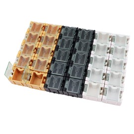 Tiardey Pack of 30 SMD SMT Resistance Capacitor Box Organiser, Transparent ABS Removable Organiser Container for Electronic Components Jewellery Storage - White Yellow Black