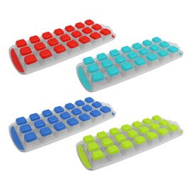 Set of 4 Easy Pop Ice Cube Trays - With Flexible Silicone Bottoms - The New Standard Ice Cube Tray - 1" H x 11.75" L x 4.75" W (4)