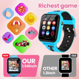 Smart Watch for Kids,Smartwatch for Girls Boys Age 4-12,HD Touch Screen Kids Game Watches with with 14 Puzzle Games Music Player Camera Alarm Clock Flashlight Stopwatch,Birthday Gifts Ideas for Girls