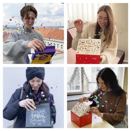 FETTIPOP DIY Gift Box, Gift Carton, Exploding confetti (Premium White), 18.5 x 14 x 11 cm, Surprise Explosion Gift Box, Pop-Up with Wow Effect