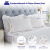 SUPERIOR Embroidered Cotton Bed Sheet Set, 1 Elastic Deep Pocket