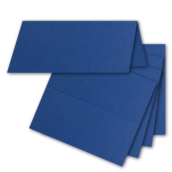 FarbenFroh by GUSTAV NEUSER 100 x Place Cards in Midnight Blue (Blue) - 4.5 x 10 cm - Blank - Double Cards - as Place Cards and Name Cards for Weddings and Celebrations
