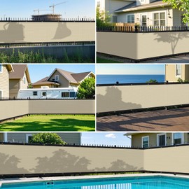 DAWNOVO 6' x 20' Privacy Fence Screen Chain Link Fence Privacy Screen Windscreen Cover with Zip Ties Grommets for Backyard Garden Patio Outdoor (Beige)