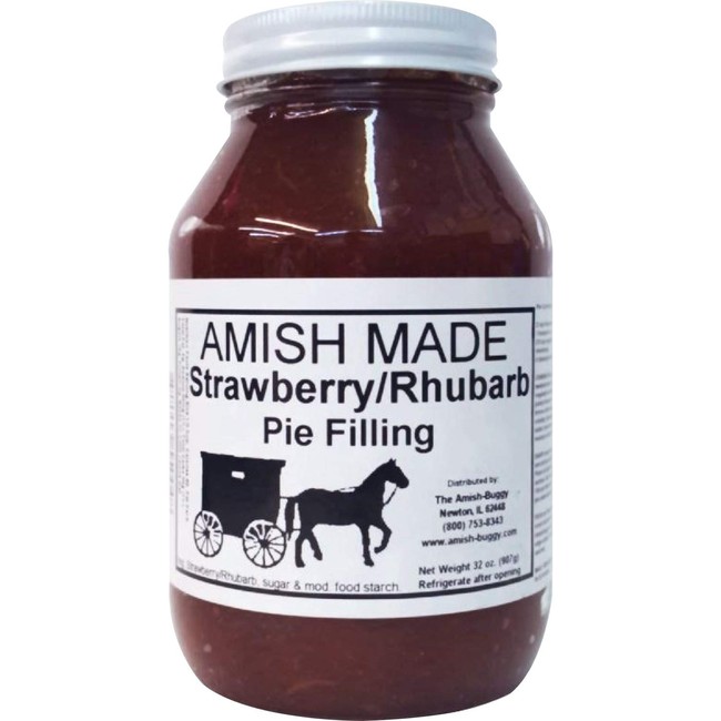 Amish Pie Filling Strawberry/Rhubarb - TWO 32 Oz Jars