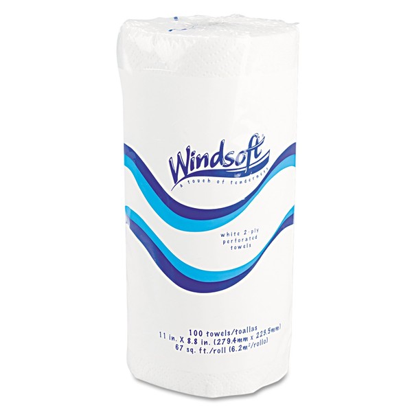 Windsoft 1220 Perforated Paper Towel Rolls, 11 x 8 4/5, White (30 Roll of 100)