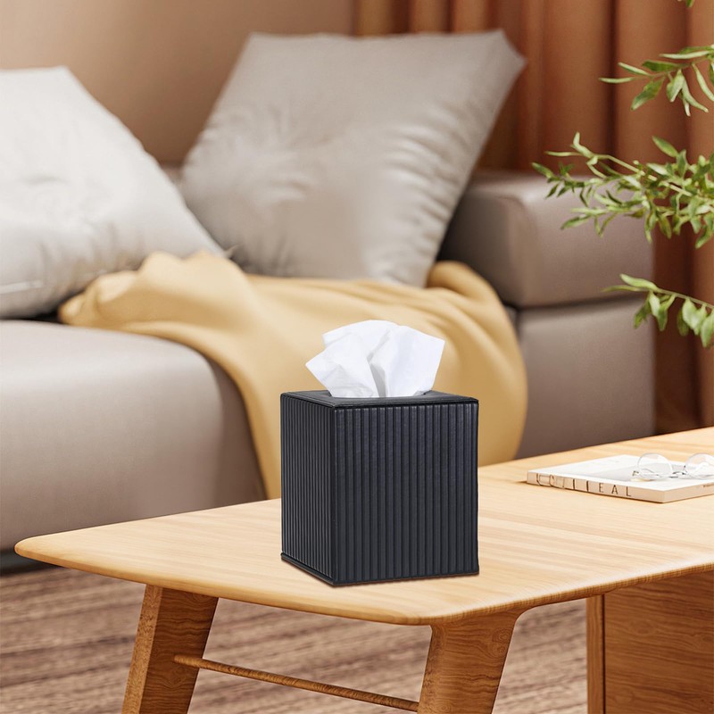 Sumnacon PU Leather Tissue Box Cover Modern Square Tissue Box