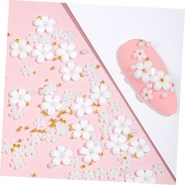 Healvian 2pcs DIY Nail Art Supplies White Resin Flower Nail Ornaments Manicure Charm Press Decor