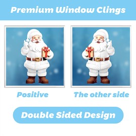 190Pcs Christmas Window Clings Snowflakes Santa Claus Reindeer Window Decals Static Window Stickers for Christmas Decorations Window Décor Ornaments Holiday Winter Xmas Party Supplies