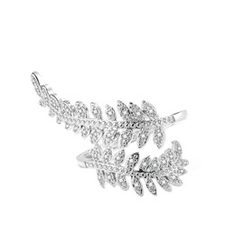 yuruyi S925 Sterling Silver Rings for Women, Leaves Shaped Stacking Adjustable Band Thumb Finger Cubic Zirconia Ring, Engagement Rings Promise Bands for Women Statement Ring