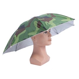 Sombrero de Paraguas, Paraguas de Cabeza Plegable con Diadema Elástica Gorra de Paraguas de Manos Libres Sombrilla Impermeable para Pescar Y Acampar en Días Soleados de Lluvia (69 Cm)(verde)