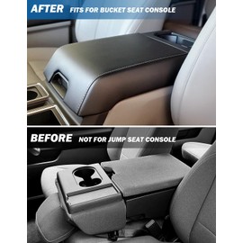 JOYTUTUS Center Console Cover Compatible with 2015-2020 Ford F150, 2017-2022 F250 F350 F450, 2018-2024 Ford Expedition, Leather Armrest Cover Center Console Cushion (Bucket Seat Only)