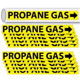 (10 Pack) Propane Gas Pipe Markers with Arrows 1 x 8 inch – Durable Gas Line Identification Stickers, Warning Labels, and PVC Pipeline Tags for Safety and Compliance