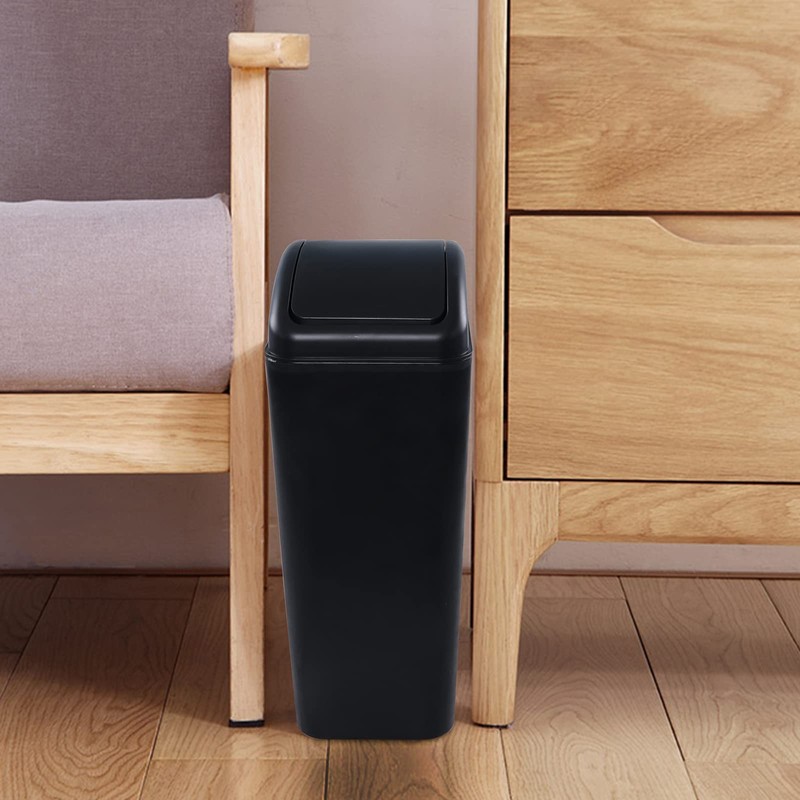 Jandson 14 L Slim Kitchen Garbage Can with Lid, Black