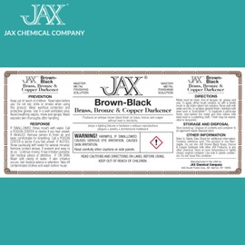 JAX Brown/Black Darkener - Metal Finishing Solution - Antique Finish Without Heat or Electricity - Pint