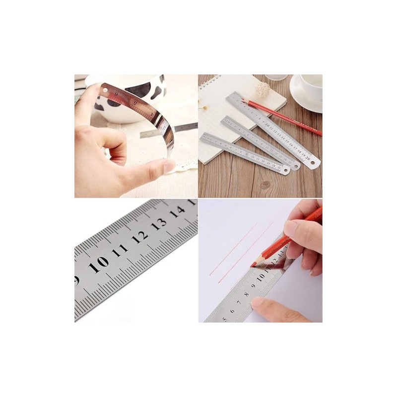 Straight Ruler, 11.8 inches (30 cm), Steel Ruler, Stainless Steel