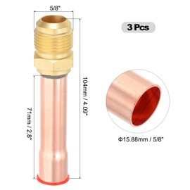 sourcing map 5/8" SAE 45 Degree Brass Pipe Fitting, 3 Pcs Flare Connector Male Thread Adapter and Copper Tube for Air Conditioner HVAC Refrigeration