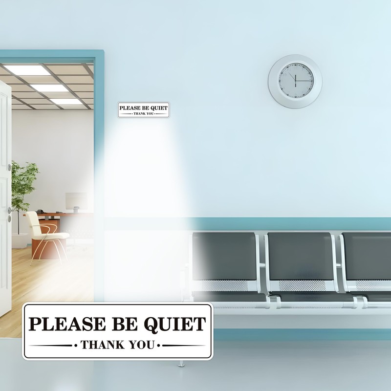 2 PCS Quiet Please Sign Sticker, Self Adhesive Durable Please
