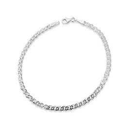 925 Sterling Silver Curb Chain Bracelet, 4mm Width, Double Link Design,Gift For Men