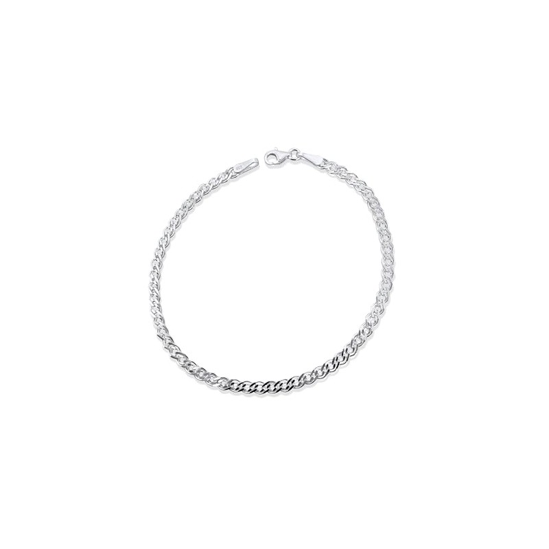 925 Sterling Silver Curb Chain Bracelet, 4mm Width, Double Link