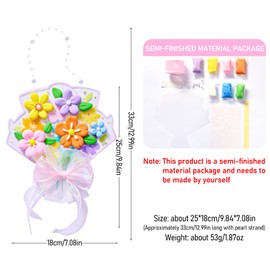 ATLKDLK Air Dry Clay DIY Flower Bouquet Kit, 7 Colors Miniature Clay Set with Backdrops Pearl Charms, Plasticine Handcraft Supplies for Birthday Teachers Day Thanksgiving