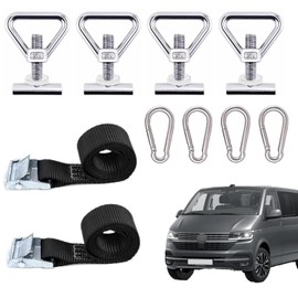 SIMTWO Pack of 10 Lashing Eyelets for Load Securing Set Compatible with VW T5 T6 T6.1, M10 Stainless Steel Lashing Eyelets for VW T5/T6 Roof Rails, Load Securing Set with 4 Carabiner Hooks 2 Tie Down