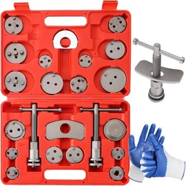 24pcs Brake Caliper Tool, Heavy Duty Disc Brake Caliper Tool Set, Wind Back Kit for Brake Pad Replacement, Master Disc Brake Caliper Tool Kit Fits Most American, European Makes/Models (Red) - Color: Blue