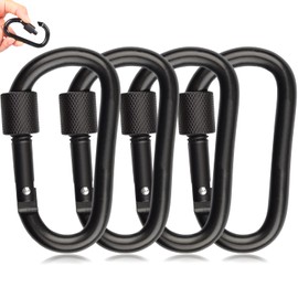 MABUSIYI 4PCS Carabiner Clip, 8cm/3inch Carabiner Aluminum Alloy Locking Carabiner Clip Hook for Camping Hiking Backpack (Black)
