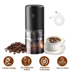NewHome Cordless & Portable Battery Powered Burr Coffee Grinder For Easy Cleaning