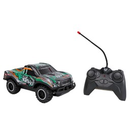Kids GLOBE Roadstar RC Car Fight-2 4x4 Truck (with Light Full Function, with Remote Control, 27 MHz, Length: 17 cm, Green, from 6 Years), 510335