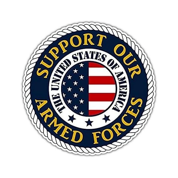 Support Our Armed Forces Support The Troops U.S.A Vinyl Bumper